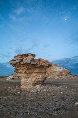Lybian çölünde tuhaf kireçtaşı oluşumları, Farafra, Mısır yakınlarında beyaz çöl.