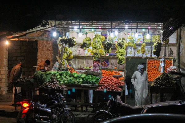 Pequeno Mercado Oriental Cidade Siwa Noite Egito — Fotografia de Stock