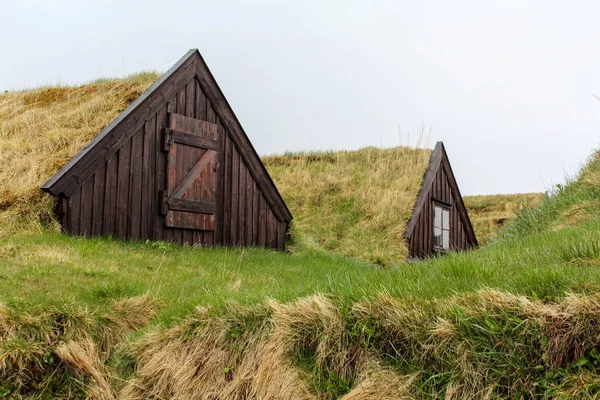 Grashuizen Traditionele Wijze Gebouwd Noord Ijsland — Stockfoto