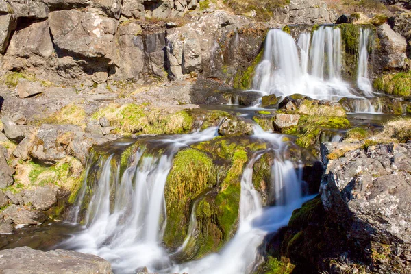 Magnifique Ruisseau Cascade Dynjandi Dans Les Westfjords Islande — Photo