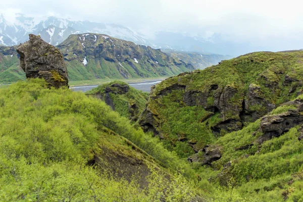 Vista Valle Thorsmoerk Sendero Fimmvorduhals Islandia — Foto de Stock