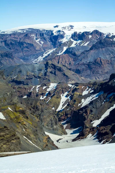 Montañoso Paisaje Rocoso Fimmvoerduhals Sendero Senderismo Tierras Altas Islandia — Foto de Stock