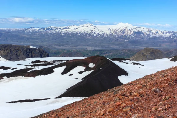 Sol Sobre Paisaje Nevado Fimmvorduhals Sendero Senderismo Tierras Altas Islandia —  Fotos de Stock