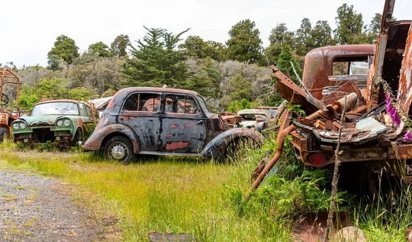 Antique Cars Big Scrapyard End Old Coach Road Trail North — Stock Photo, Image