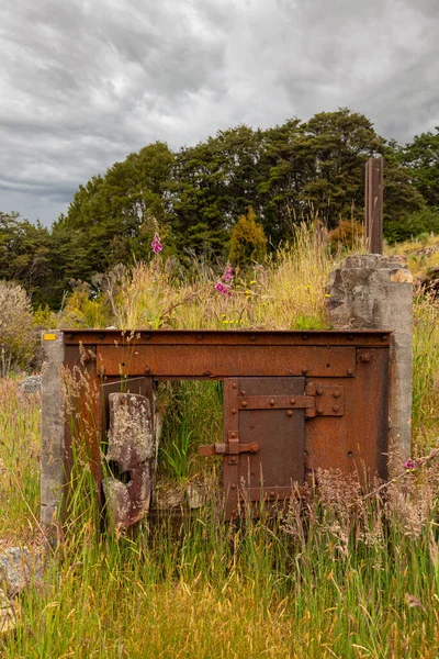 Permanece Paisagem Uma Antiga Fábrica Mineração Cidade Fantasma Waiuta Ilha — Fotografia de Stock