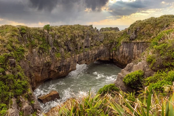 Belas Rochas Panqueca Costa Oeste Ilha Sul Nova Zelândia — Fotografia de Stock