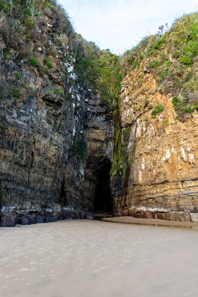 Berömda Katedralgrottor Vid Kusten Nya Zealands South Island — Stockfoto