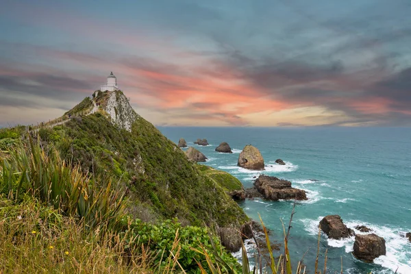Famosa Paisagem Farol Nugget Point Ilha Sul Nova Zelândia — Fotografia de Stock