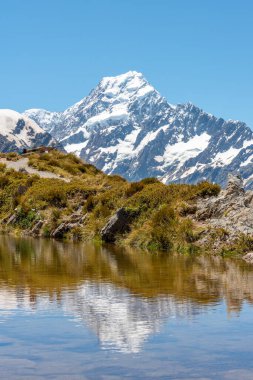 Mueller Hut Route, Mount Cook Ulusal Parkı, Yeni Zelanda 'nın Güney Adası' ndan Cook Dağı manzarası