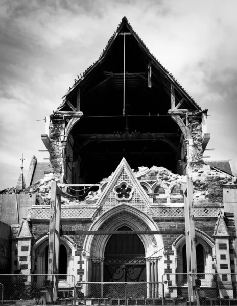 Híres Christchurch Katedrális Romjai 2011 Földrengés Után Zéland Déli Szigetén — Stock Fotó