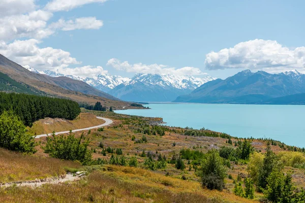 Cordillera Alpina Escénica Lago Pukaki Isla Sur Nueva Zelanda — Foto de Stock