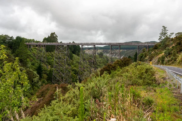 Alte Eisenbahnbrücke Über Ein Tal Nordinsel Neuseelands — Stockfoto