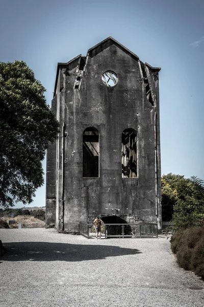Vecchio Edificio Industriale Alto Waihi Miniera Oro Nuova Zelanda — Foto Stock