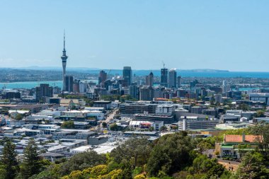 Yeni Zelanda 'daki Eden Dağı Volkanik Parkı' ndan Auckland Merkezi İş Bölgesi