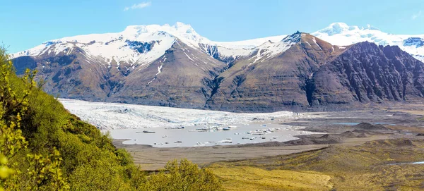 Πανοραμική Θέα Στον Παγετώνα Skaftafell Μια Ηλιόλουστη Καλοκαιρινή Μέρα Ισλανδία — Φωτογραφία Αρχείου