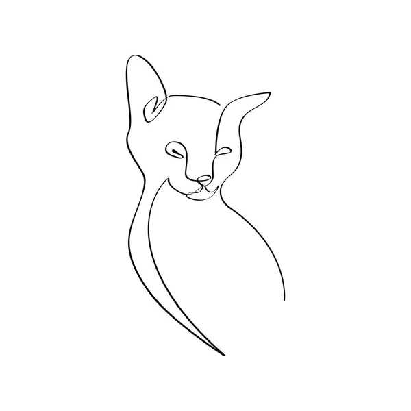 Bir kedinin silueti sürekli bir çizgi halinde. Serbest çizim, siyah çizim, karalama, beyaz arka planda izole edilmiş. Logo ya da dekorasyon için düzenlenebilir hayvan hayvan gösterimi