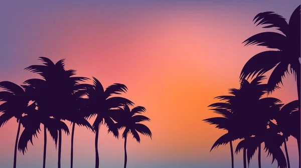 Abstrakter Farbverlauf Hintergrund Mit Handflächen Palmen Bei Sonnenuntergang Hawaii Hintergrund — Stockvektor