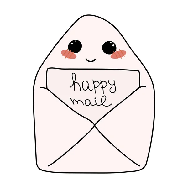 Щасливий Лист Повідомлення Електронна Пошта Милий Персонаж Елемент Дизайну Піктограми — стоковий вектор