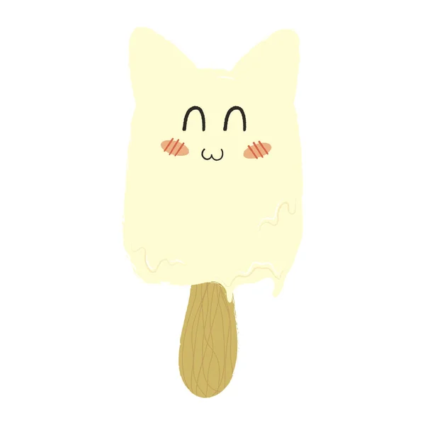 可爱的冰淇淋猫 设计元素 孤立的矢量说明 — 图库矢量图片