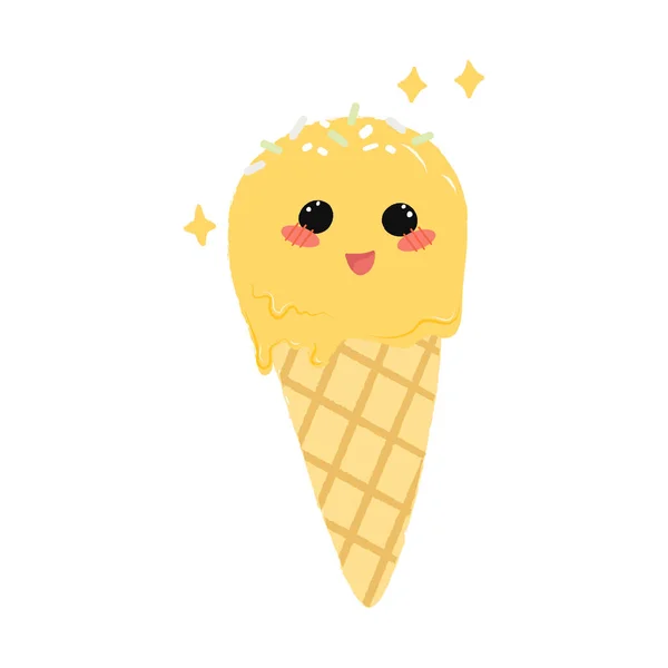 Helado Amarillo Lindo Riendo Sonriendo Elemento Para Diseño Icono Impresión — Archivo Imágenes Vectoriales