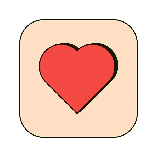 Heart Colored Icon Retro Style Flat Vector Isolated — Stock vektor