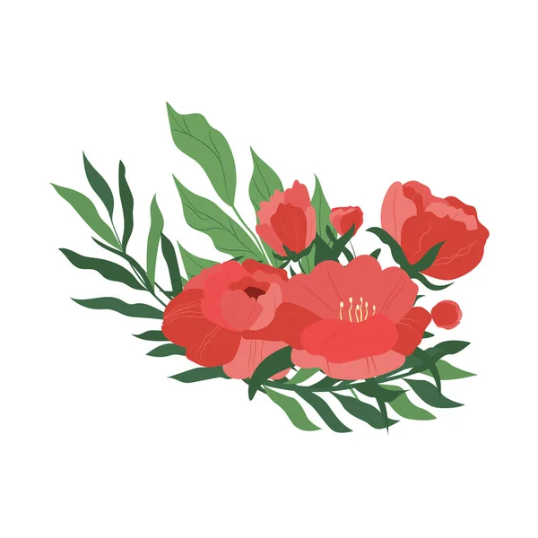 Çiçek kompozisyonu. Bir buket şakayık. Logo unsuru, kartların tasarımı için unsur, davetiyeler, kartvizitler. Vektör renk illüstrasyonu.