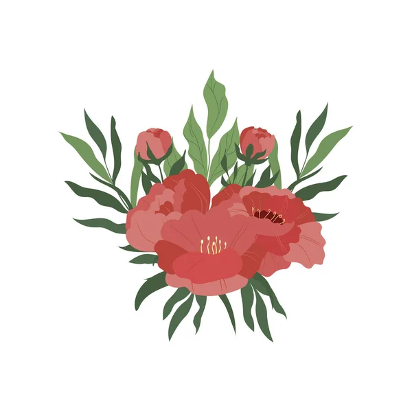 Σύνθεση Λουλουδιού Ένα Μπουκέτο Παιώνιες Στοιχείο Λογότυπο Στοιχείο Για Σχεδιασμό — Διανυσματικό Αρχείο