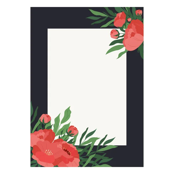 Modèle Pour Une Carte Postale Félicitations Carte Invitation Avec Pivoines — Image vectorielle