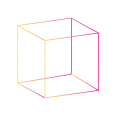 Küp çizgileri eğimli. Tasarım için element, web tasarımı, logo. Vektör izole edildi.