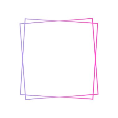 Kare çizgi gradyanı neon. Çerçeve, tasarım elementi, web tasarımı, logo. Vektör izole edildi.