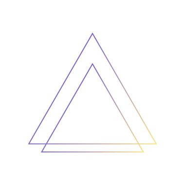 Çerçeve üçgen çizgi gradyanı neon. Çerçeve, tasarım elementi, web tasarımı, logo. Vektör izole edildi.