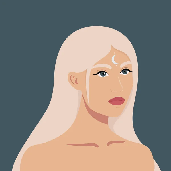 Porträt Einer Schönen Frau Mit Weißem Haar Einer Halben Drehung — Stockvektor