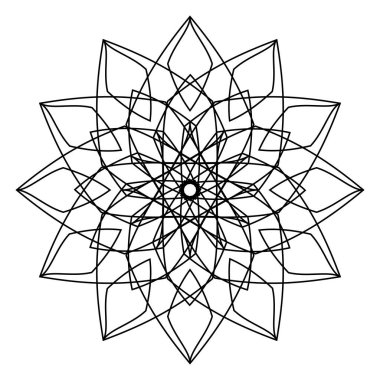 Mandala, yuvarlak süs. Tasarım elemanı, logo, kartvizitler. Vektör izole edildi.