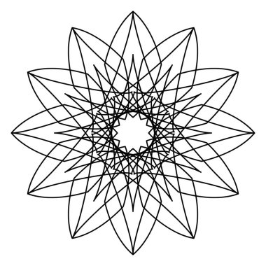 Mandala, yuvarlak süs. Tasarım elemanı, logo, kartvizitler. Vektör izole edildi.