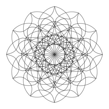 Mandala, yuvarlak süs. Tasarım elemanı, logo, kartvizitler. Vektör izole edildi.