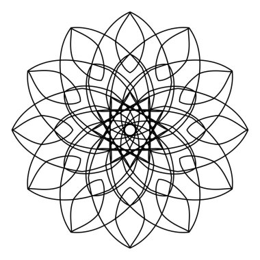 Mandala, yuvarlak süs. Tasarım elemanı, logo, kartvizitler. Vektör izole edildi.