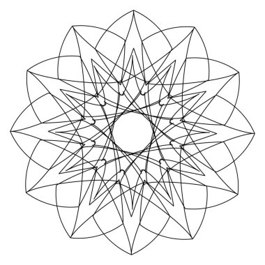 Mandala, yuvarlak süs. Tasarım elemanı, logo, kartvizitler. Vektör izole edildi.