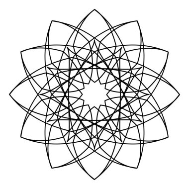 Mandala, yuvarlak süs. Tasarım elemanı, logo, kartvizitler. Vektör izole edildi.