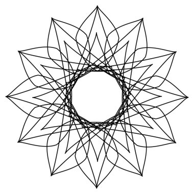 Mandala, yuvarlak süs. Tasarım elemanı, logo, kartvizitler. Vektör izole edildi.