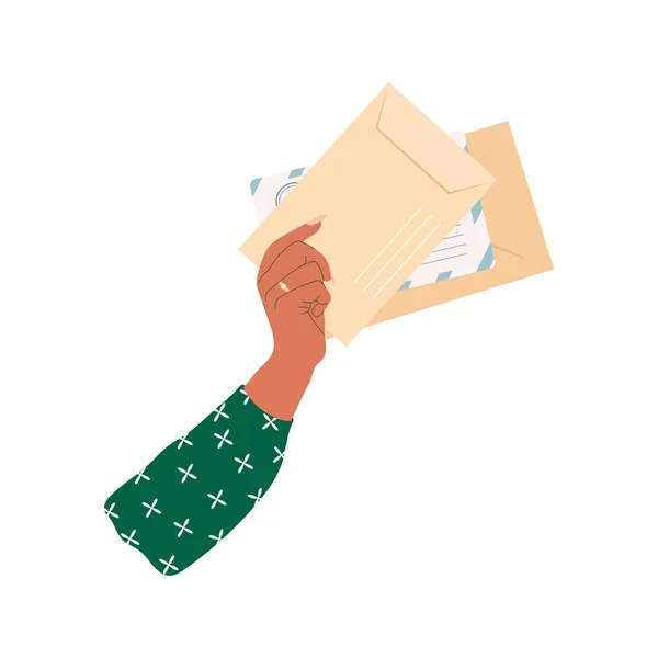 Main Tient Plusieurs Enveloppes Illustration Dessinée Main Pour Bannière Carte — Image vectorielle