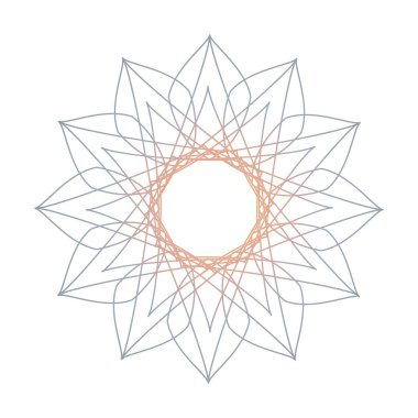 Mandala, gradyan yuvarlak süs. Tasarım elemanı, logo, kartvizitler. Vektör izole edildi.