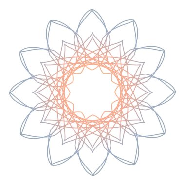 Mandala, gradyan yuvarlak süs. Tasarım elemanı, logo, kartvizitler. Vektör izole edildi.