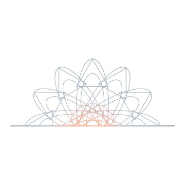 Mandala, gradyan yuvarlak süs. Tasarım elemanı, logo, kartvizitler. Vektör izole edildi.