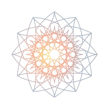 Mandala, gradyan yuvarlak süs. Tasarım elemanı, logo, kartvizitler. Vektör izole edildi.