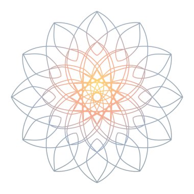 Mandala, gradyan yuvarlak süs. Tasarım elemanı, logo, kartvizitler. Vektör izole edildi.