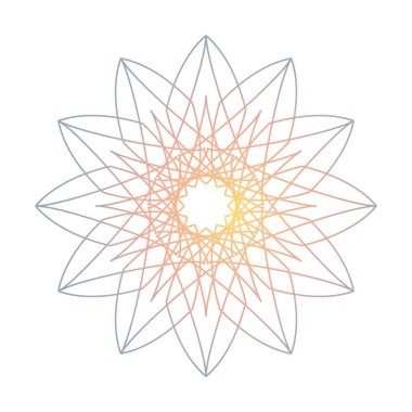 Mandala, gradyan yuvarlak süs. Tasarım elemanı, logo, kartvizitler. Vektör izole edildi.