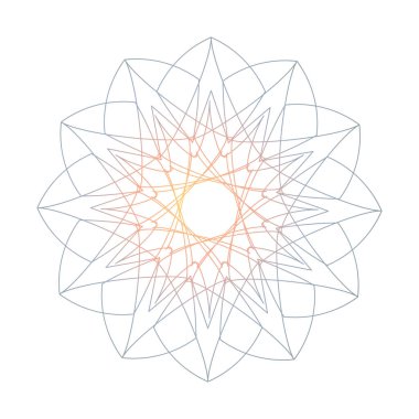 Mandala, gradyan yuvarlak süs. Tasarım elemanı, logo, kartvizitler. Vektör izole edildi.