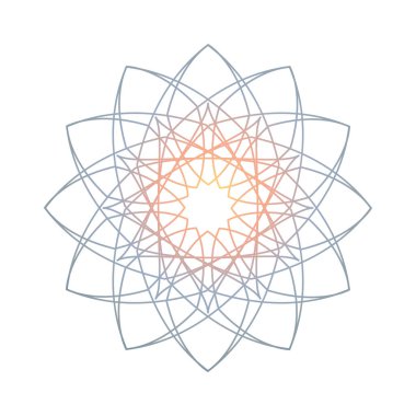 Mandala, gradyan yuvarlak süs. Tasarım elemanı, logo, kartvizitler. Vektör izole edildi.