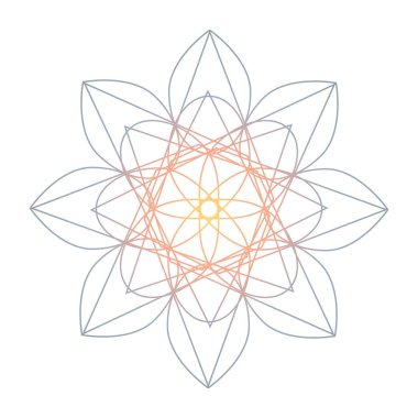 Mandala, gradyan yuvarlak süs. Tasarım elemanı, logo, kartvizitler. Vektör izole edildi.