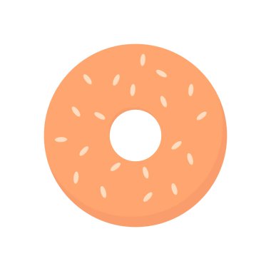 Susamlı simit. Simge. Kartpostalların, izlerin, tasarımların dekorasyonu için. Vektör.